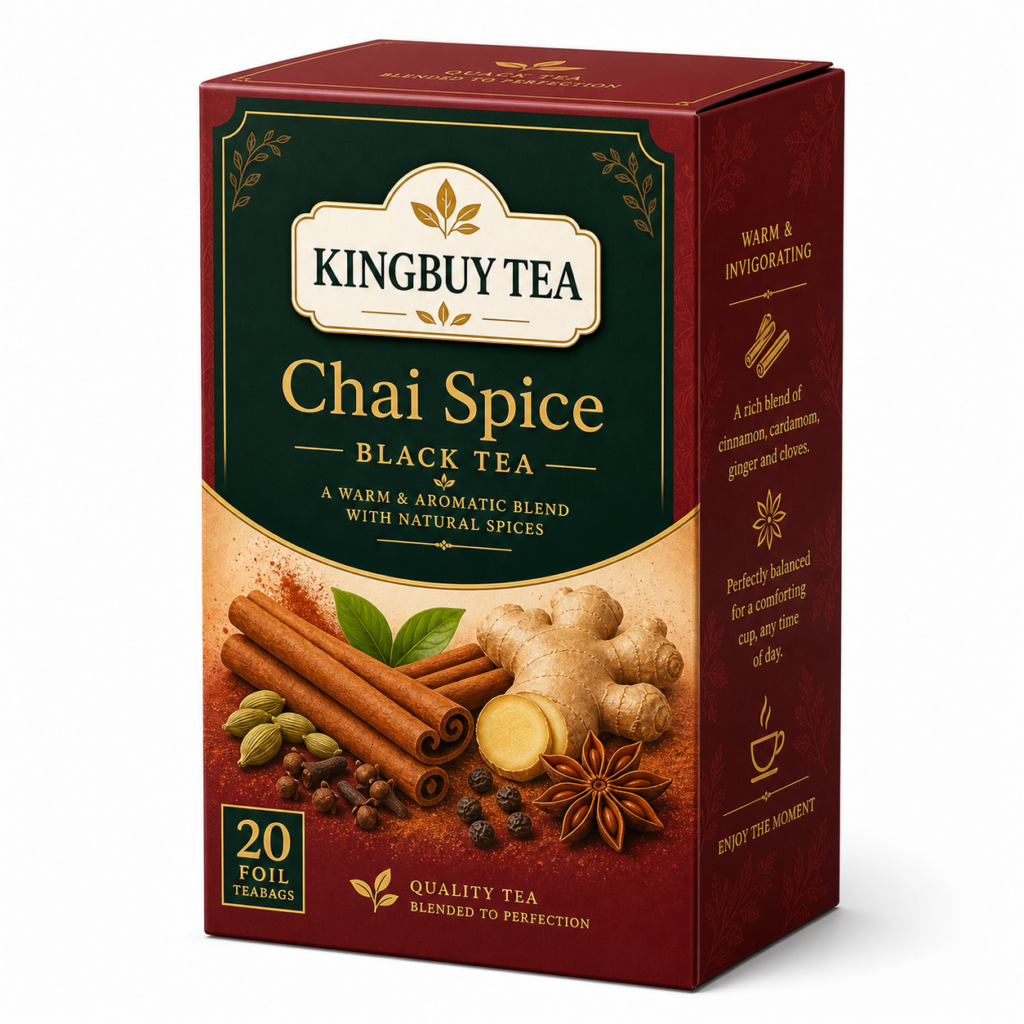 KINGBUY TEA Chai Spice packaging and sample details