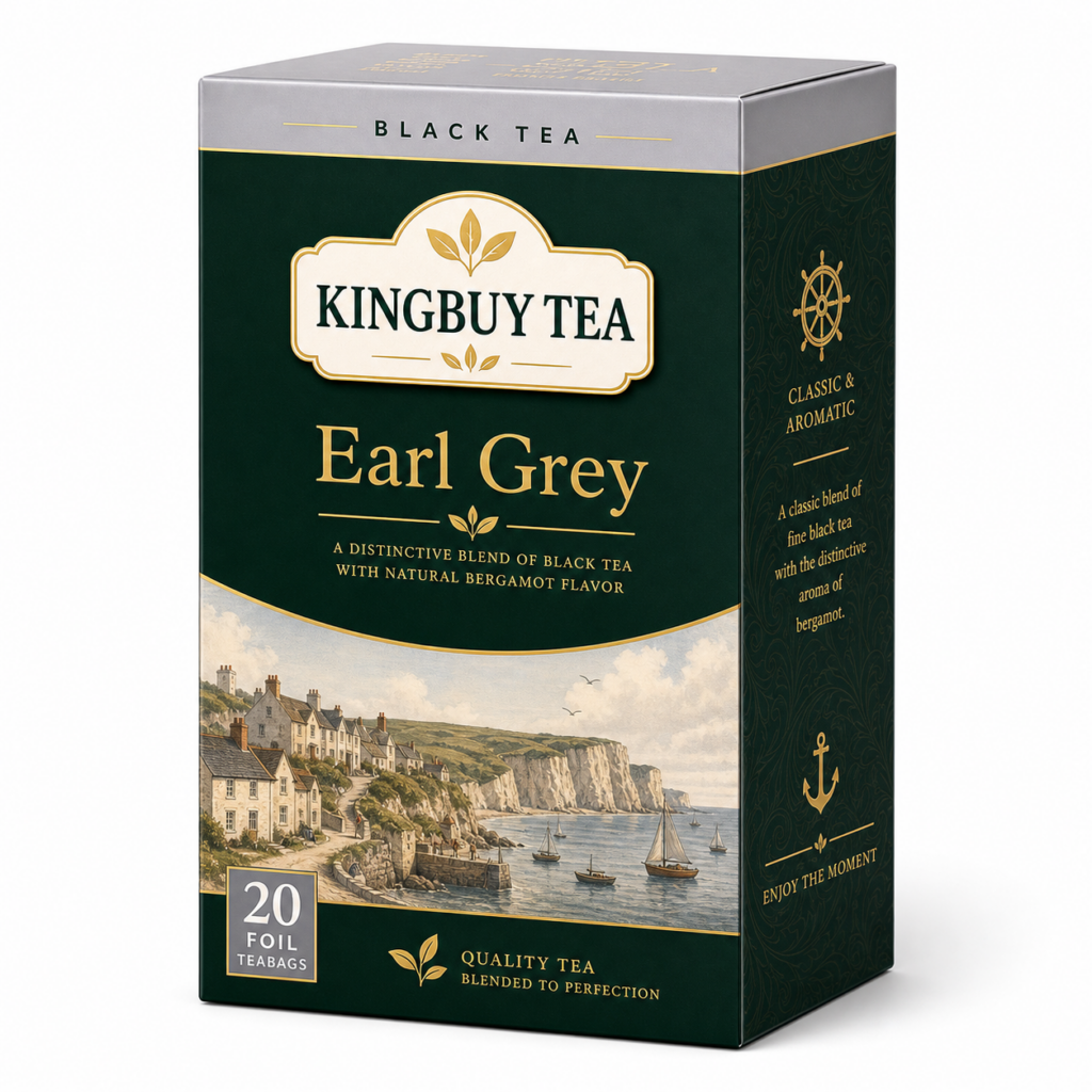 KINGBUY TEA Earl Grey packaging and sample details
